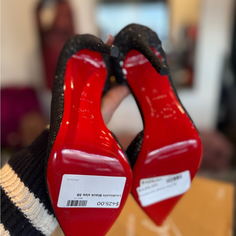 Christian Louboutin Heels Black Glitter 38 - Picture 4 of 5